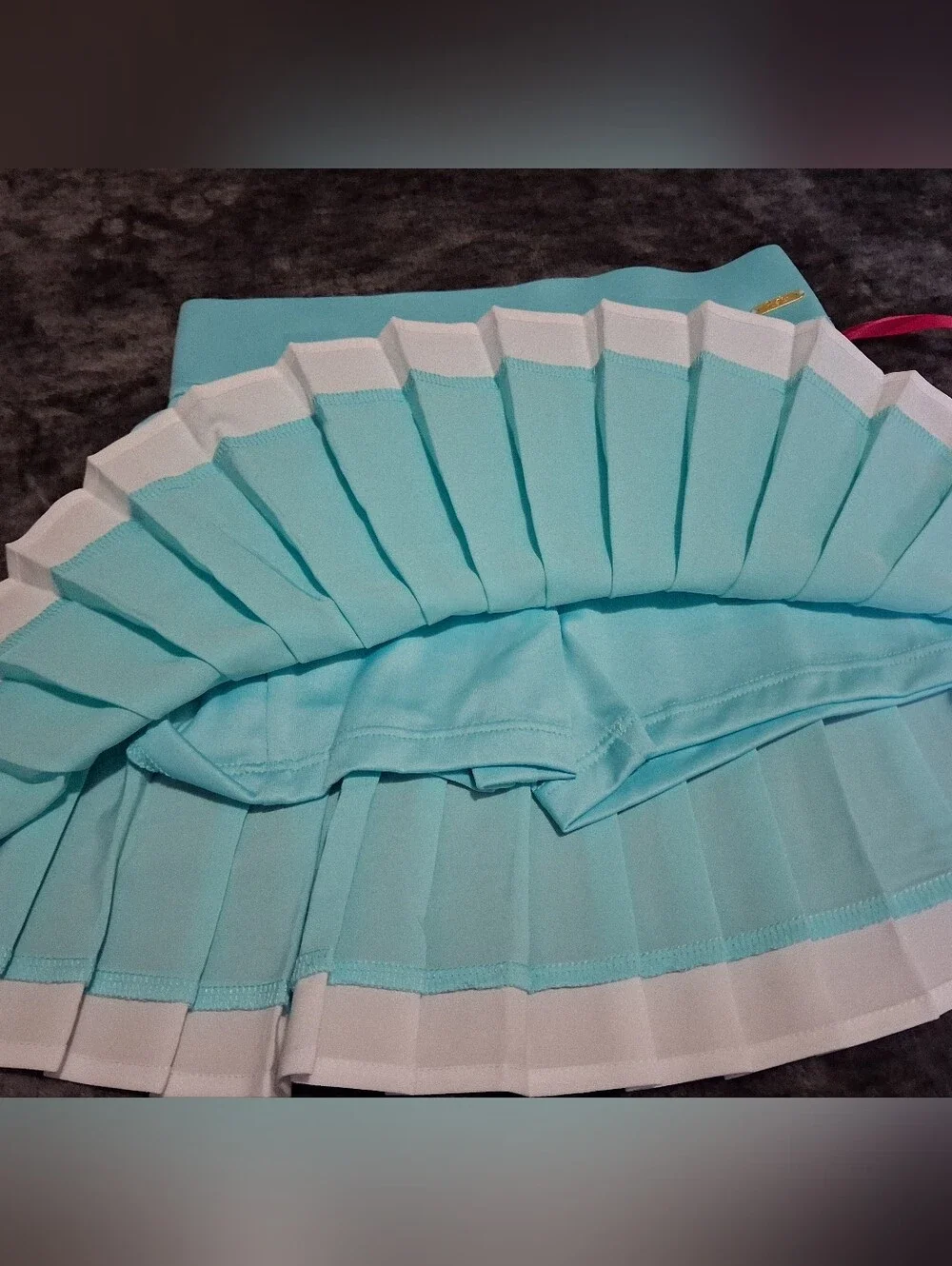 Justice Girls Pleated Skort Turquoise/White Logo Stretch Knit Pull-On Size 12